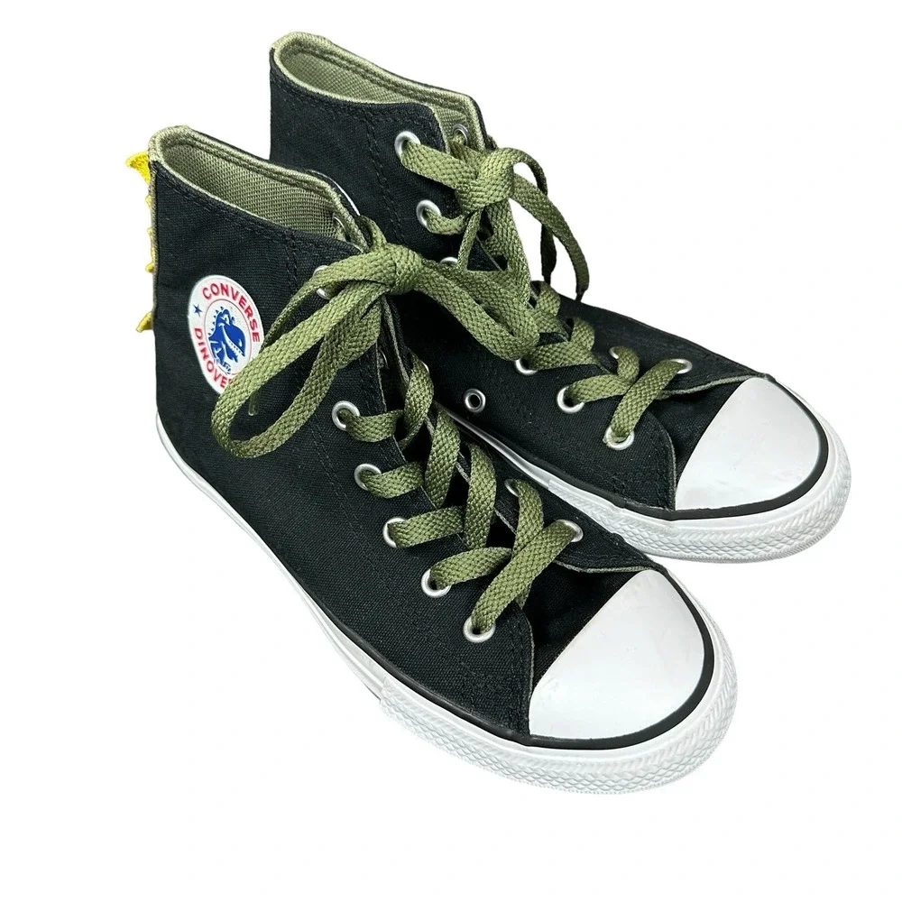 Converse All Stars Black High Tops Dinoverse Dinosaur Youth US Size 2‎